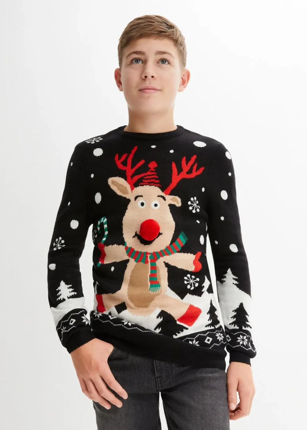 Clearance Feinstrickpullover mit Weihnachtsmotiv Kinder Jungen 9-16 Jahre·Bademode|Jungen 9-16 Jahre·Sweat & Strick