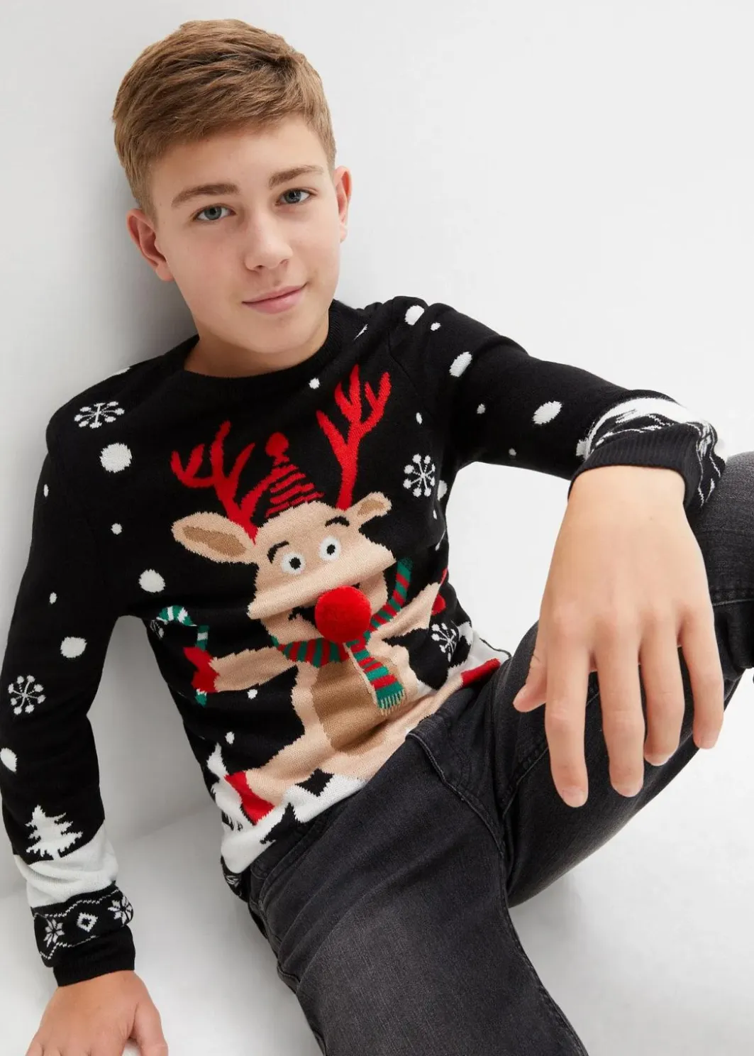 Clearance Feinstrickpullover mit Weihnachtsmotiv Kinder Jungen 9-16 Jahre·Bademode|Jungen 9-16 Jahre·Sweat & Strick