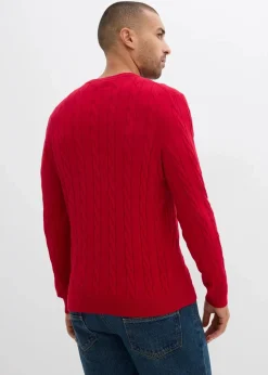 Discount Feinstrickpullover mit Zopfmuster aus weichem Baumwollmix , Slim Fit Herren Pullover & Strickjacken|Große Größen