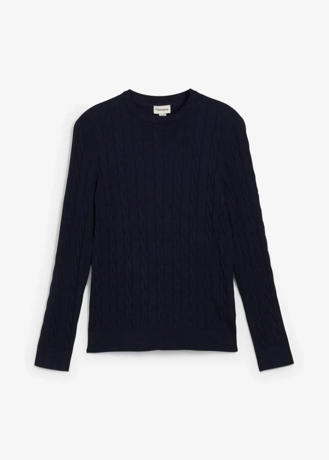 Herren bonprix Pullover & Strickjacken|Große Größen|Feinstrickpullover mit Zopfmuster aus weichem Baumwollmix , Slim Fit