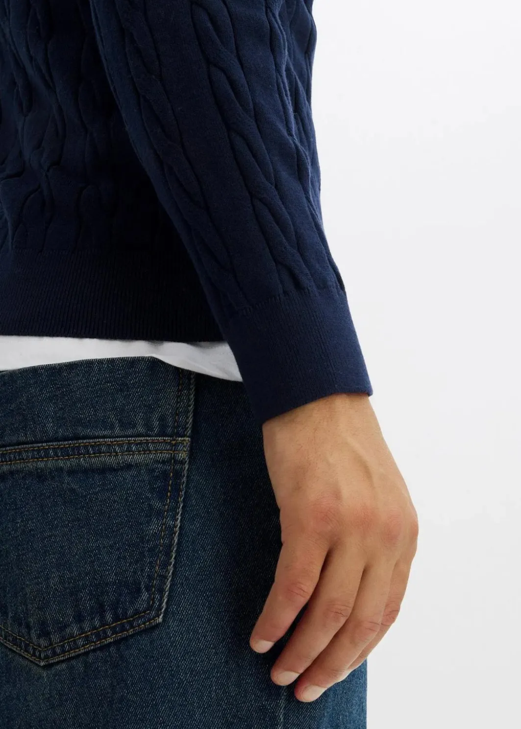 Herren bonprix Pullover & Strickjacken|Große Größen|Feinstrickpullover mit Zopfmuster aus weichem Baumwollmix , Slim Fit