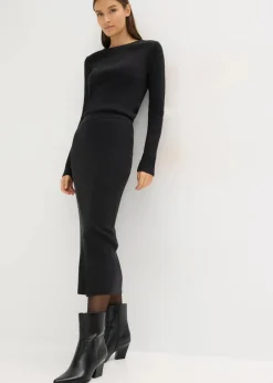 Damen bonprix Bekleidung·Sportbekleidung|Nachhaltigere Materialien|Feinstrickrock aus softem Viskose-Mix