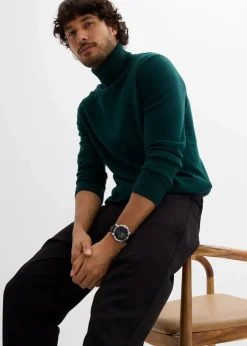 Herren bonprix Große Größen|Basics|Feinstrick-Rollkragenpullover mit edler Merinowolle, Slim Fit
