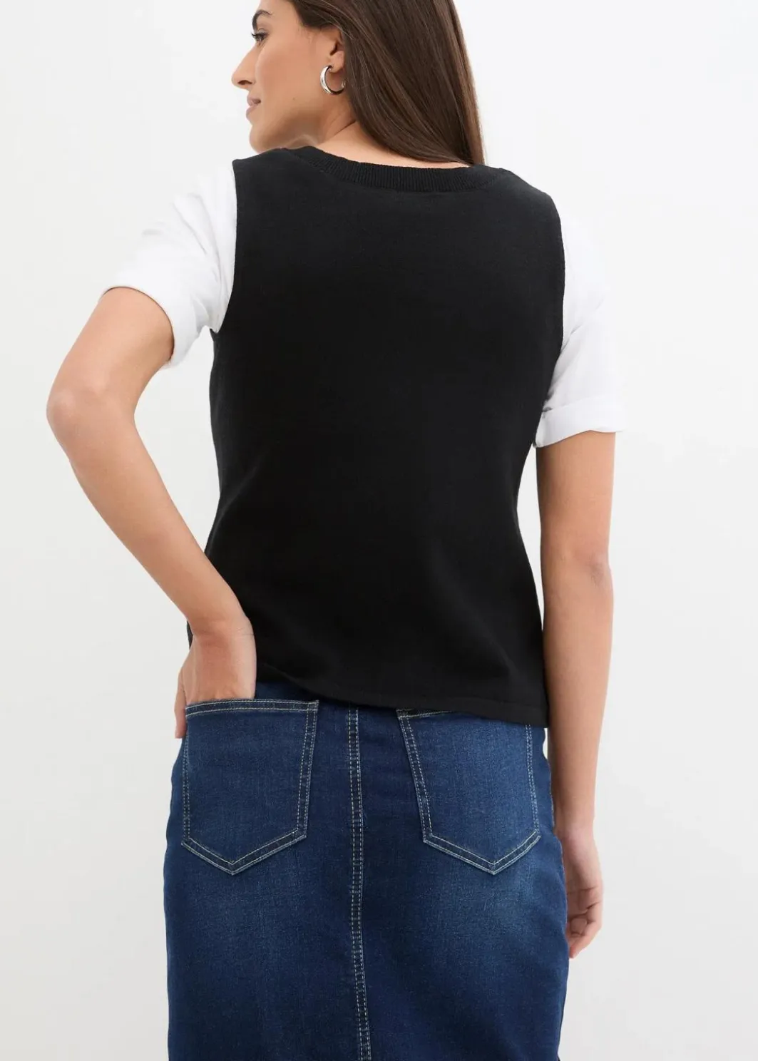 Damen bonprix Bekleidung·Umstandsmode|Bekleidung·Hosen|Feinstrick-Weste mit Knöpfen