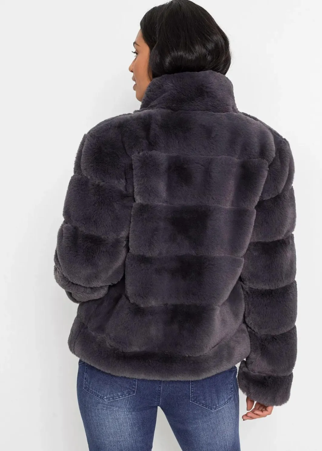 Outlet Fellimitat-Jacke mit Reißverschluss Damen Jacken & Mäntel|Bekleidung·Hosen