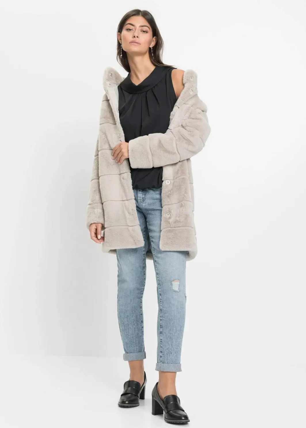 Damen bonprix Bekleidung·Hosen|Jacken & Mäntel|Fellimitat-Mantel