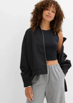 Damen bonprix Nachhaltigere Materialien|Shirts & Tops|Figurbetontes Cropped Top, Doppelpack (2-tlg. Set)