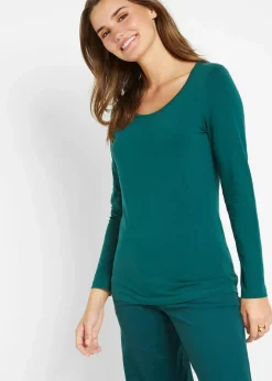 Damen bonprix Shirts & Tops|Basics|Figurbetontes Langarmshirt