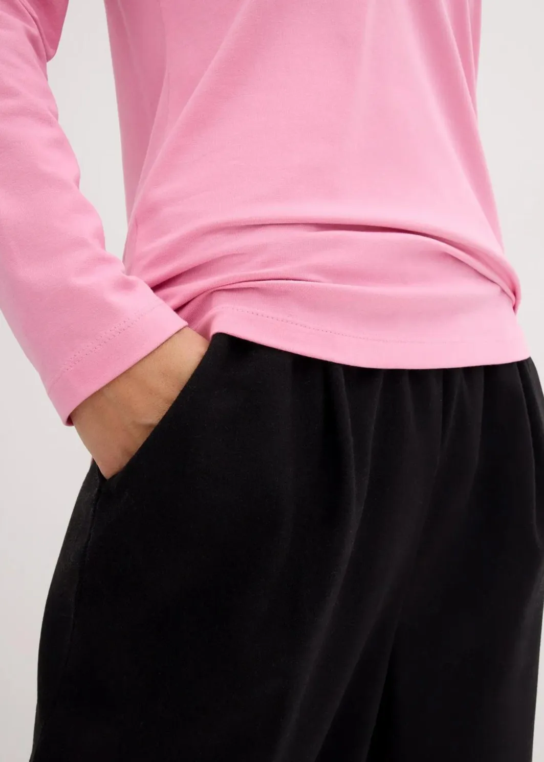 Damen bonprix Shirts & Tops|Basics|Figurbetontes Langarmshirt (2er Pack)