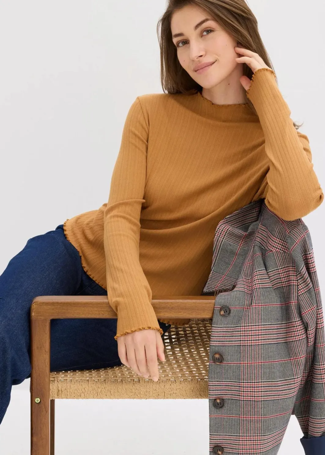Damen bonprix Shirts & Tops|Figurbetontes Rippshirt