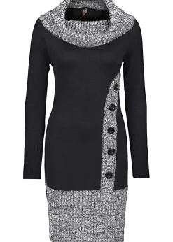 Sale Figurbetontes Strickkleid mit Schalkragen Damen Strickmode|Kleider