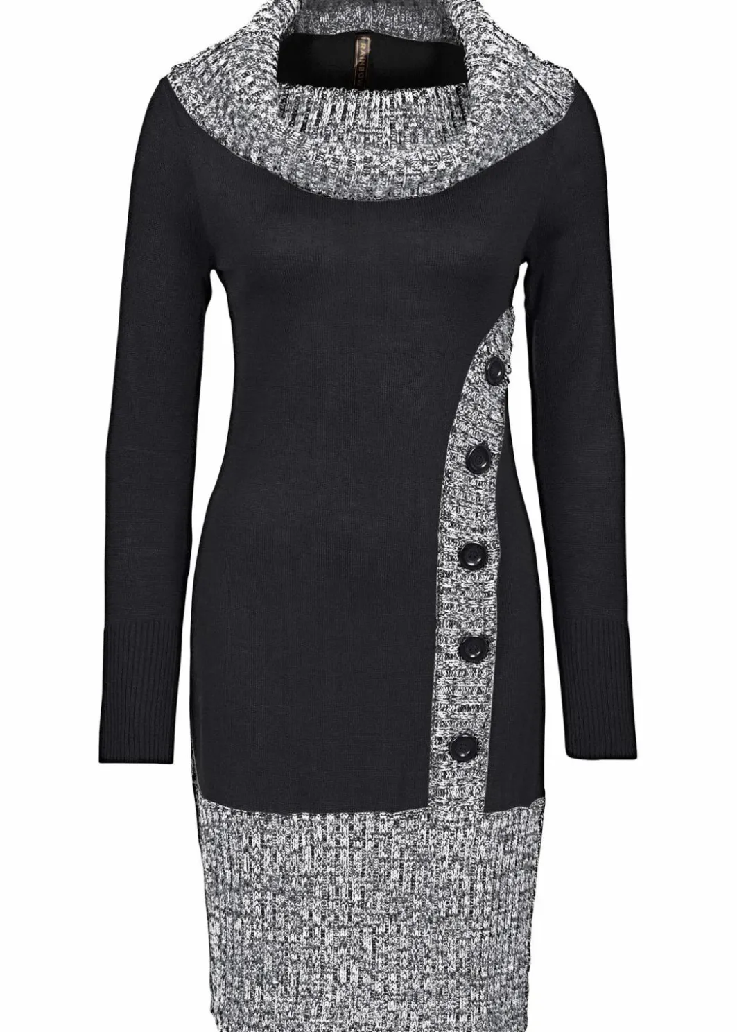 Sale Figurbetontes Strickkleid mit Schalkragen Damen Strickmode|Kleider