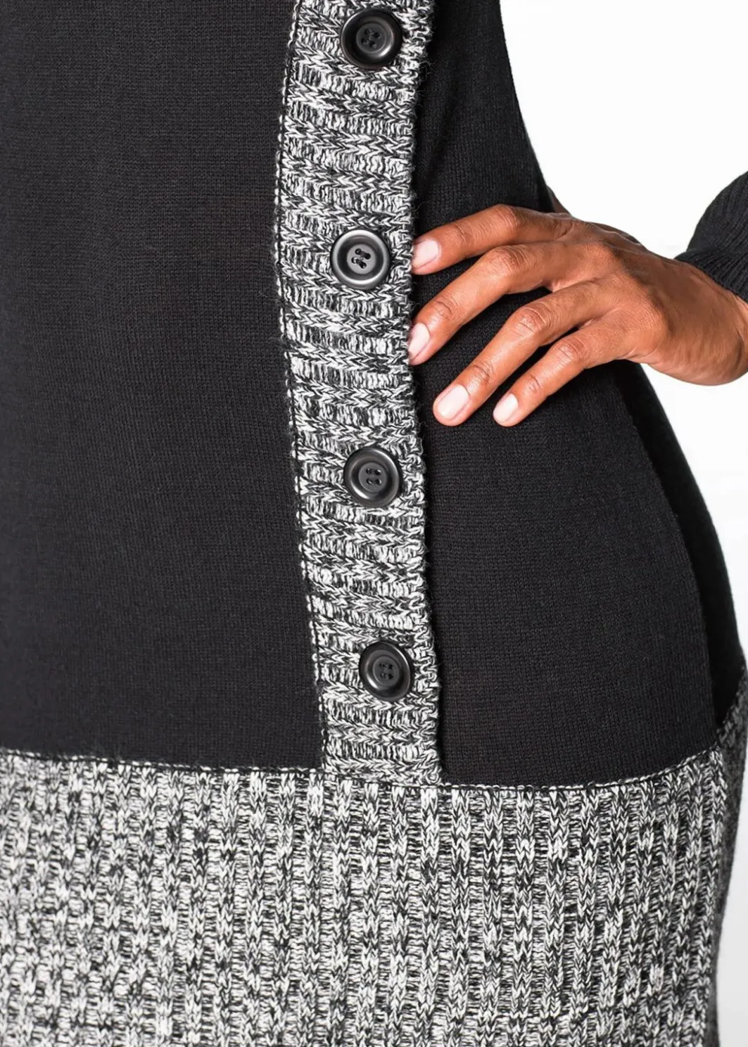 Sale Figurbetontes Strickkleid mit Schalkragen Damen Strickmode|Kleider
