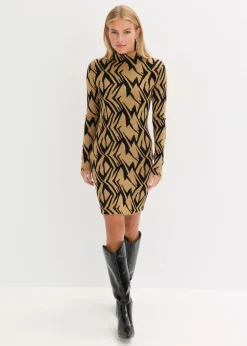 Damen bonprix Bekleidung·Umstandsmode|Bekleidung·Pullover & Strickjacken|Figurbetontes Strickkleid mit Stehkragen