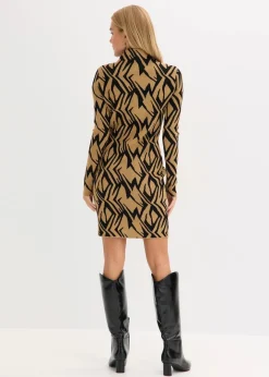 Damen bonprix Bekleidung·Umstandsmode|Bekleidung·Pullover & Strickjacken|Figurbetontes Strickkleid mit Stehkragen