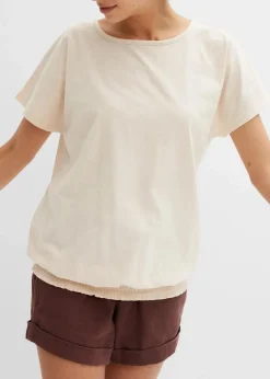 Damen bonprix Shirts & Tops|Nachhaltigere Materialien|Flammgarn-Shirt aus Bio-Baumwolle mit Smockbund