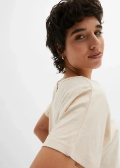 Damen bonprix Shirts & Tops|Nachhaltigere Materialien|Flammgarn-Shirt aus Bio-Baumwolle mit Smockbund