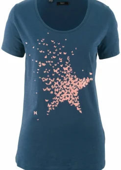 Damen bonprix Shirts & Tops|Nachhaltigere Materialien|Flammgarn-Shirt aus Bio-Baumwolle, kurzarm