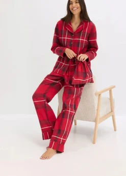 Damen bonprix Wäsche·Nachtwäsche|Nachtwäsche|Flanell Pyjama aus weicher Baumwolle mit Geschenktasche