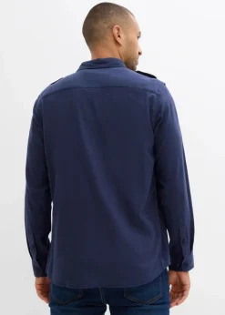 Herren bonprix Große Größen|Hemden|Flanellhemd mit Schulterklappen aus reiner Baumwolle
