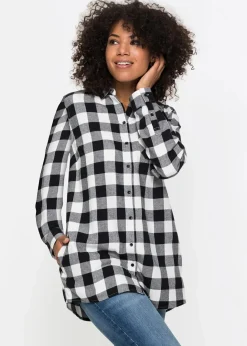 Hot Flanell-Longbluse aus reiner Baumwolle Damen Bekleidung·Jacken & Mäntel|Blusen & Tuniken