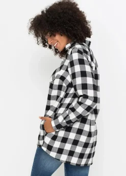 Hot Flanell-Longbluse aus reiner Baumwolle Damen Bekleidung·Jacken & Mäntel|Blusen & Tuniken