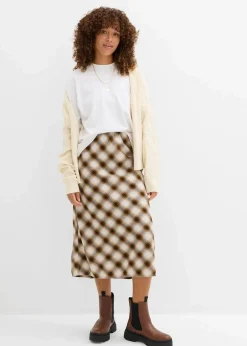 Damen bonprix Röcke|Flanell-Midirock aus reiner Baumwolle