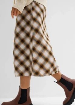 Damen bonprix Röcke|Flanell-Midirock aus reiner Baumwolle