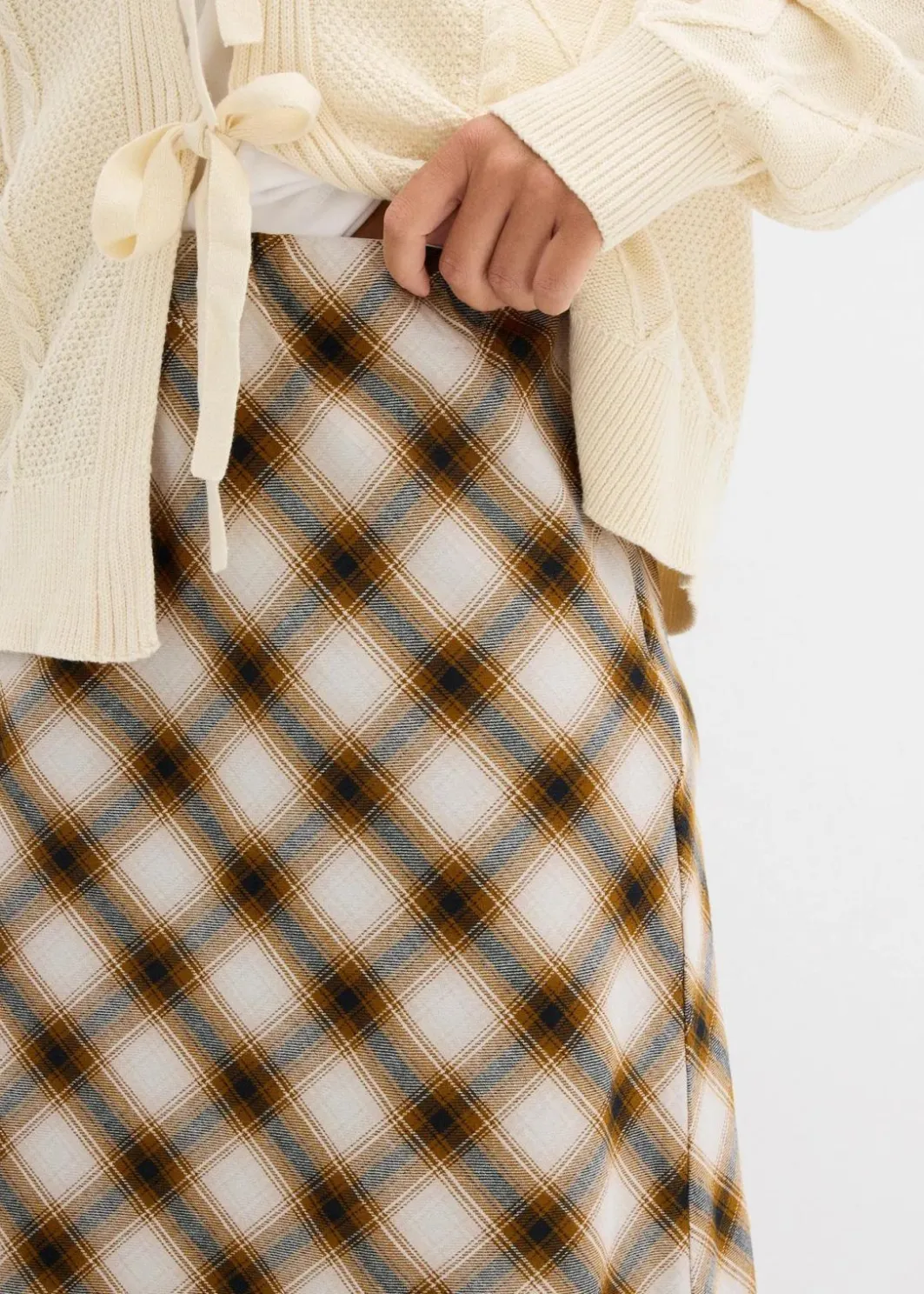 Damen bonprix Röcke|Flanell-Midirock aus reiner Baumwolle