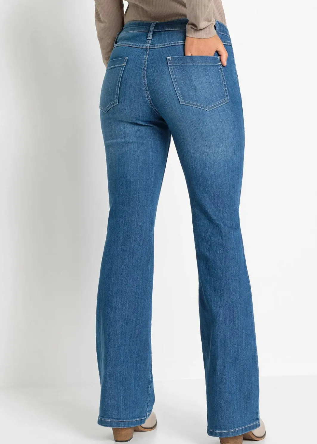 Damen bonprix Bekleidung·Shirts & Tops|Jeans|Flared Jeans Mid Waist, Stretch