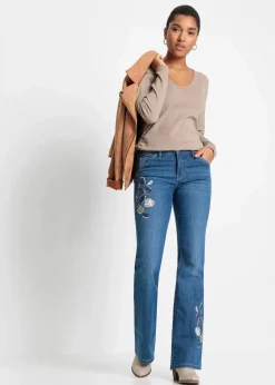 Damen bonprix Bekleidung·Shirts & Tops|Jeans|Flared Jeans Mid Waist, Stretch
