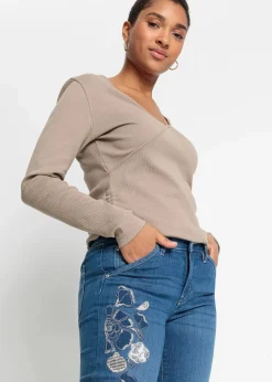 Damen bonprix Bekleidung·Shirts & Tops|Jeans|Flared Jeans Mid Waist, Stretch