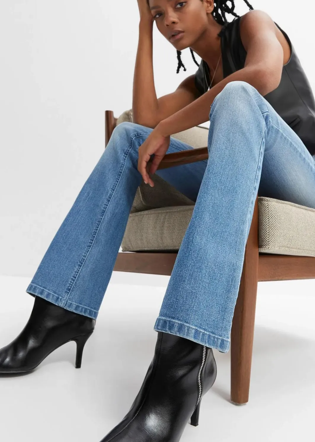 Best Flared Jeans Mid Waist, Stretch Damen Jeans|Kurzgrößen