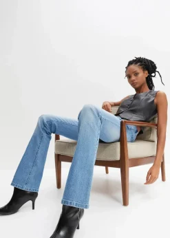 Damen bonprix Kurzgrößen|Bekleidung·Shirts & Tops|Flared Jeans Mid Waist, Stretch
