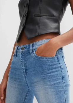 Damen bonprix Kurzgrößen|Bekleidung·Shirts & Tops|Flared Jeans Mid Waist, Stretch