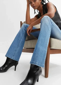 Damen bonprix Kurzgrößen|Bekleidung·Shirts & Tops|Flared Jeans Mid Waist, Stretch