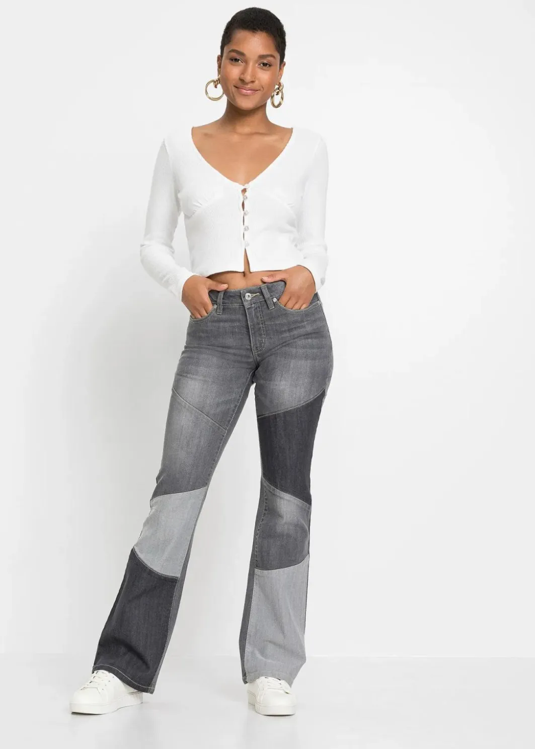 Damen bonprix Bekleidung·Shirts & Tops|Jeans|Flared-Jeans Mid Waist