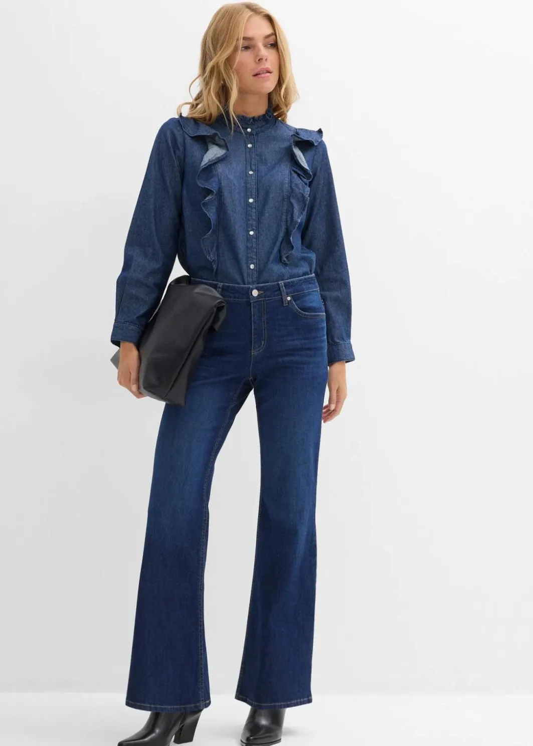 Damen bonprix Jeans|Bekleidung·Shirts & Tops|Flared-Jeans Mid Waist