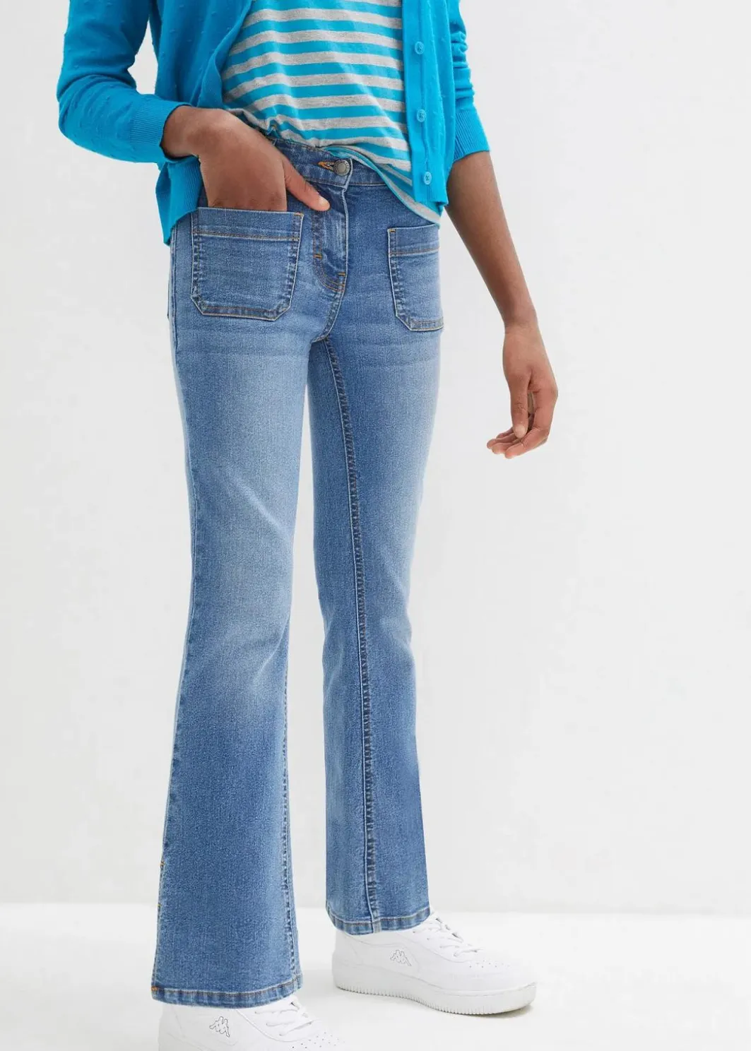 New Flared-Jeans Mid Waist, Bequembund Kinder Mädchen 9-16 Jahre·Jeans