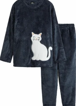 Damen bonprix Wäsche·Homewear|Wäsche·Nachtwäsche|Fleece Loungewear Hausanzug mit Strukturmuster und Applikation