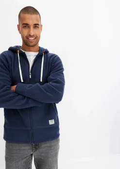 Herren bonprix Große Größen|Thermobekleidung|Fleecejacke mit Kapuze und aufgesetzten Taschen