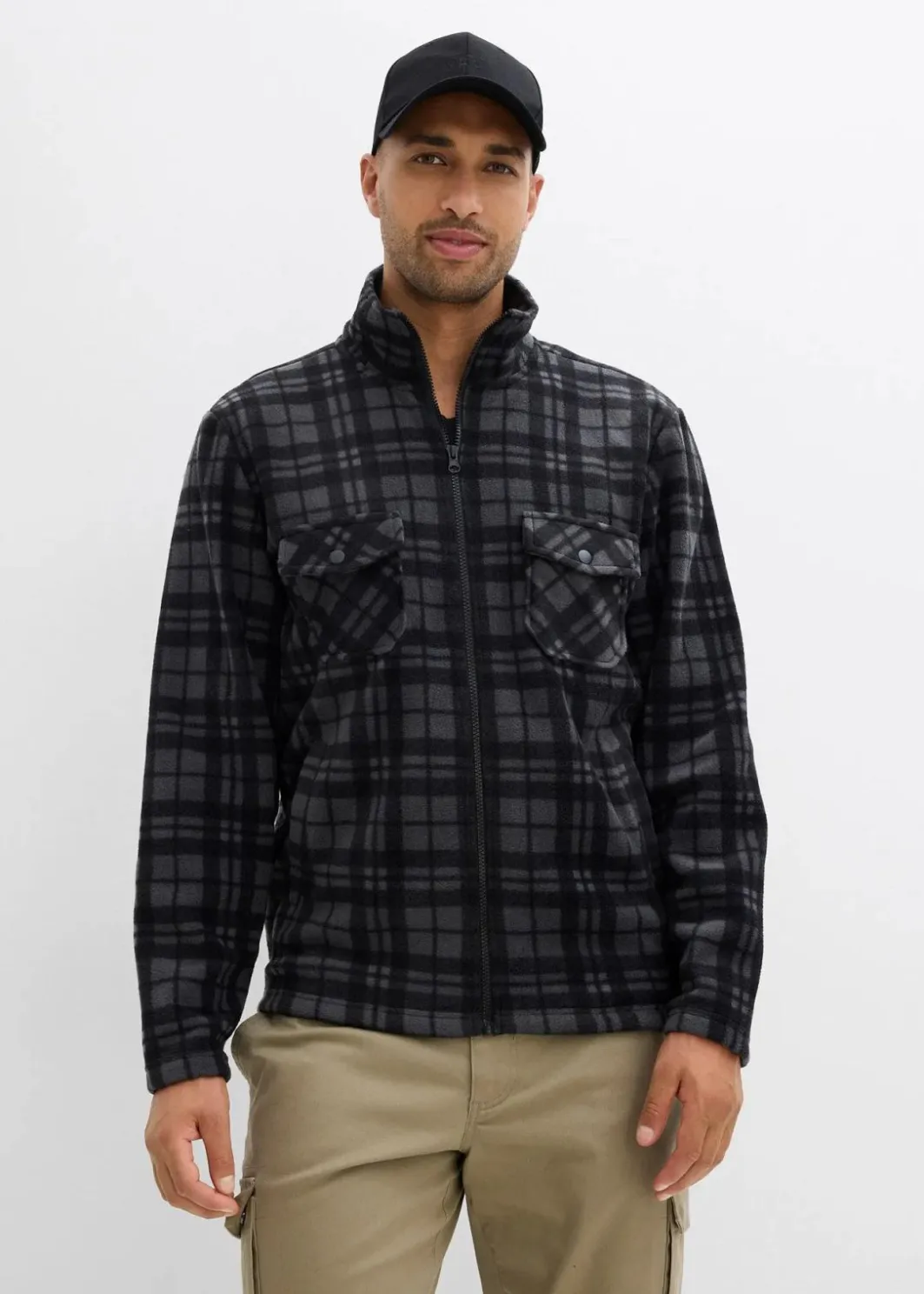 Herren bonprix Große Größen|Outdoorbekleidung|Fleecejacke mit Stehkragen