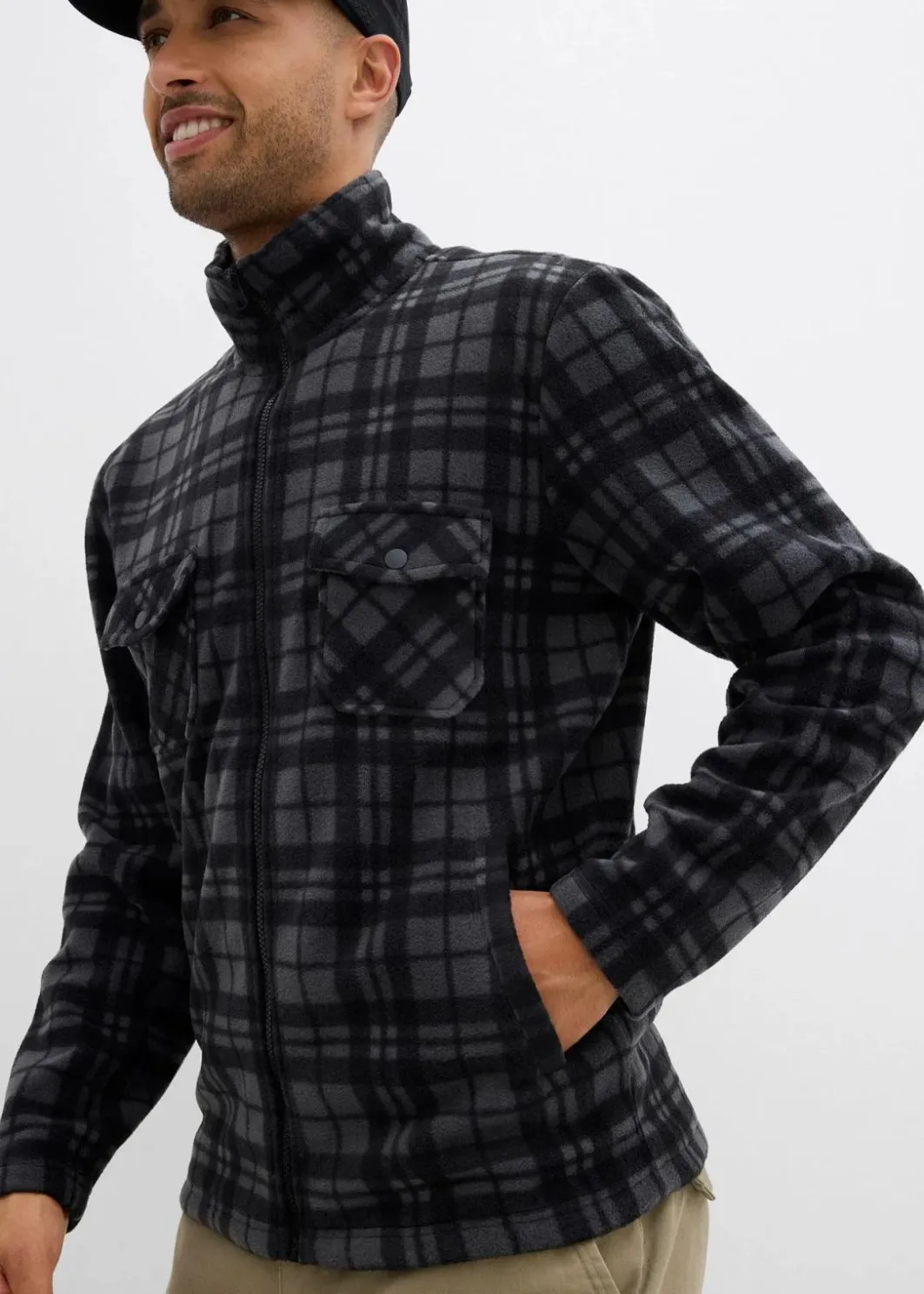 Herren bonprix Große Größen|Outdoorbekleidung|Fleecejacke mit Stehkragen