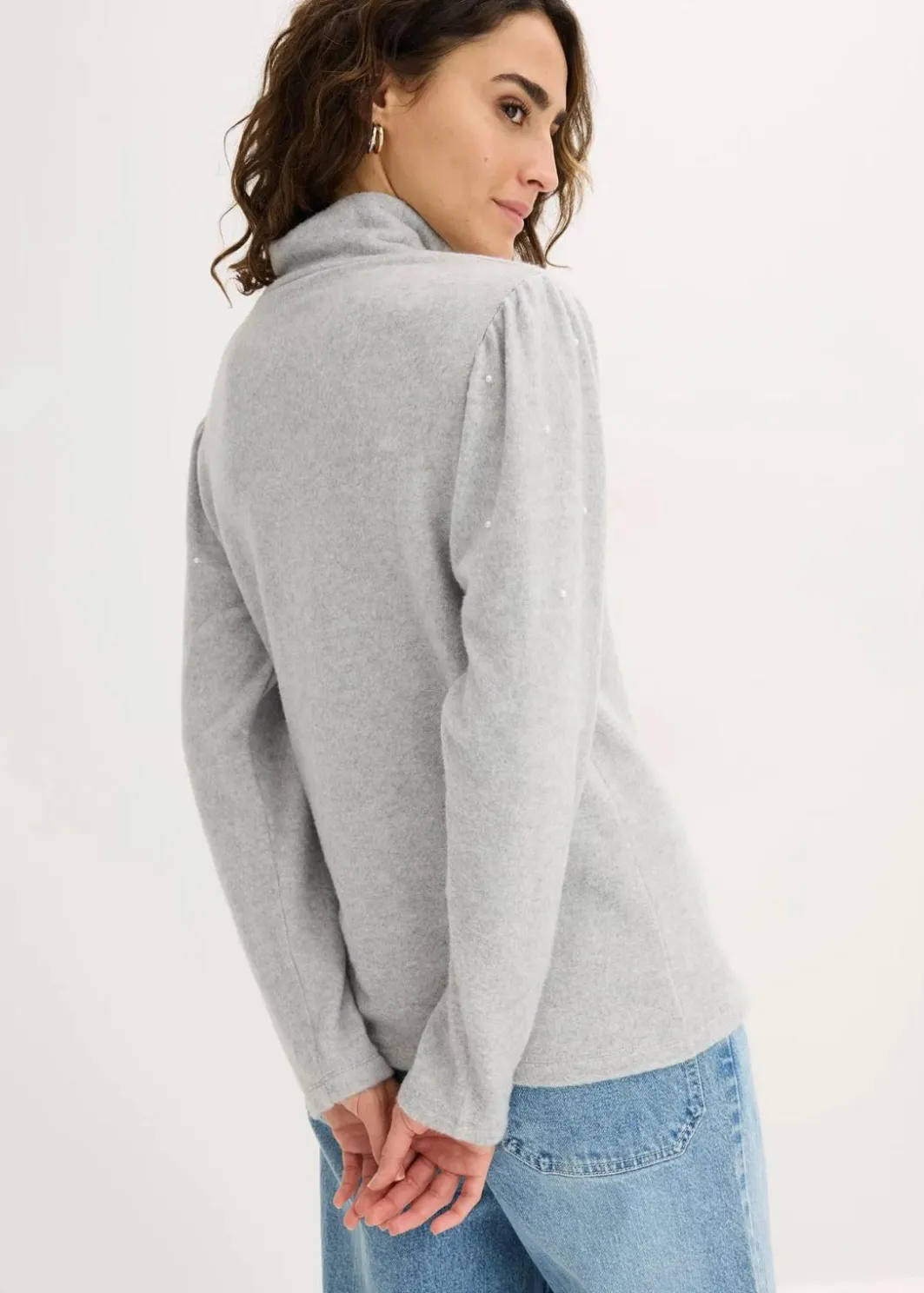 Damen bonprix Shirts & Tops|Fleeceshirt aus fließendem Viskose-Mix