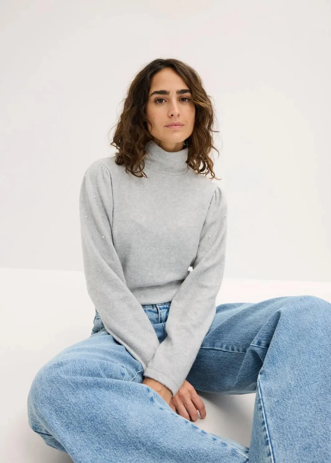 Damen bonprix Shirts & Tops|Fleeceshirt aus fließendem Viskose-Mix