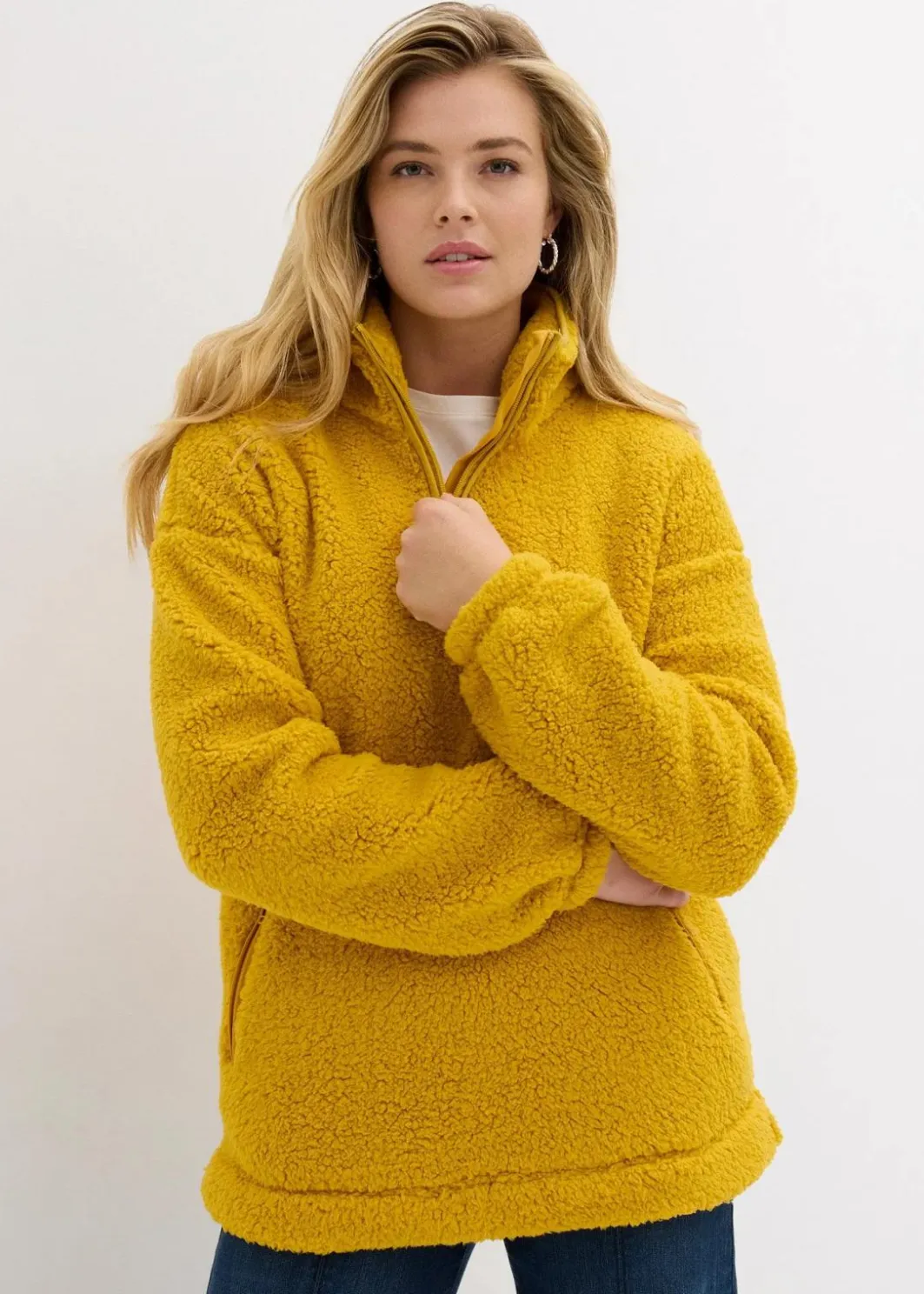 Best Fleeceshirt mit Stehkragen Damen Nachhaltigere Materialien|Sweat