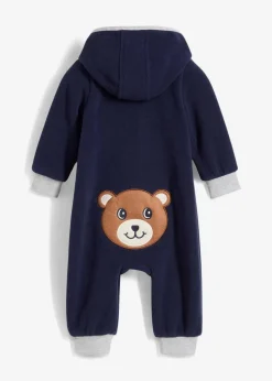 Kinder bonprix Jacken & Outdoor|Overalls & Sets|Fleeve-Overall mit Kapuze und Bärchen-Applikation