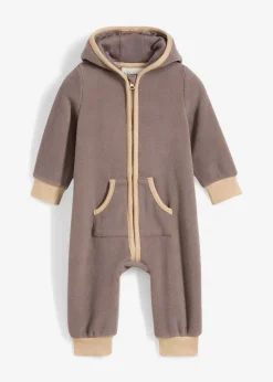 Fleeve-Overall mit Kapuze und Bärchen-Applikation Kinder Overalls & Sets|Jacken & Outdoor