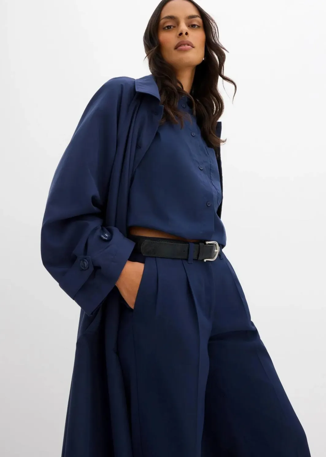 Damen bonprix Bekleidung·Kleider|Zweiteiler & Sets|Fließende Bundfaltenhose