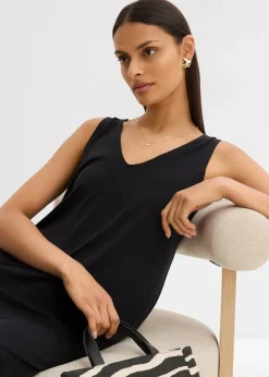 Damen bonprix Kleider|Bekleidung·Pullover & Strickjacken|Fließendes Trägerkleid mit V-Ausschnitt